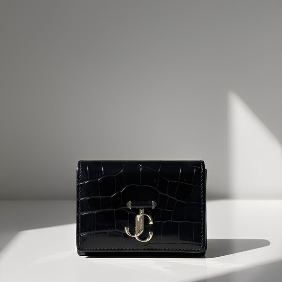 Jimmy Choo NEMO Wallet – Black Croc-Embossed Leather (Brand New) - Picture 2 of 9